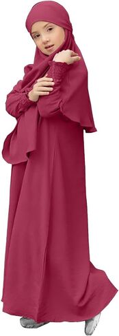 Muslim Dress for Girls Islamic Prayer Abaya Long Sleeve Chiffon Kaftan Robe Maxi Dresses Kids Ramadan Dubai Outfit in Kuwait
