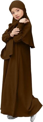 Muslim Dress for Girls Islamic Prayer Abaya Long Sleeve Chiffon Kaftan Robe Maxi Dresses Kids Ramadan Dubai Outfit in Kuwait