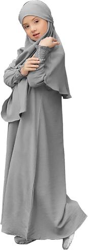 Muslim Dress for Girls Islamic Prayer Abaya Long Sleeve Chiffon Kaftan Robe Maxi Dresses Kids Ramadan Dubai Outfit in Kuwait