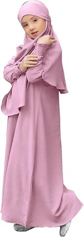 Muslim Dress for Girls Islamic Prayer Abaya Long Sleeve Chiffon Kaftan Robe Maxi Dresses Kids Ramadan Dubai Outfit in Kuwait