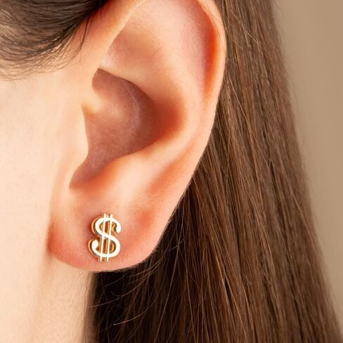 Claddagh Gold 10K & 14K Yellow Dollar Sign Money Stud Earrings in Saudi Arabia
