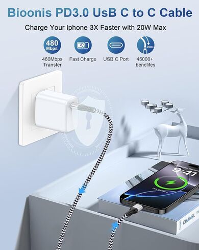USB-C and Lightning 2-in-1 Multi-Charging Cable, Android USBC to USB C Cord, Apple Type C to Lightning Wire for iPhone 15 Pro Max 14 13 12, Samsung Galaxy S24 Ultra, Google Pixel 8 Auto Car Cord in Saudi Arabia