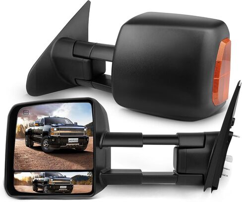 مرايا سحب SCITOO تناسب 2007-2017 لسيارة Toyota Tundra مع التحكم في الطاقة وإشارة الانعطاف الساخنة وغطاء أسود يدوي للتمديد والطي مرآة سحب in Saudi Arabia