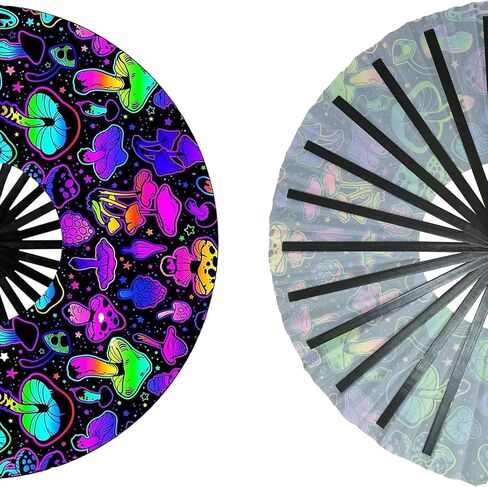Holographic Laser Colors Folding Hand Rave Fan,Boots On The Ground Hand Fan for Women Foldable,Large Fans for Line Dancing , Music Festivals, Burlesque, Halloween, Disco Party and Home Decoration in Saudi Arabia