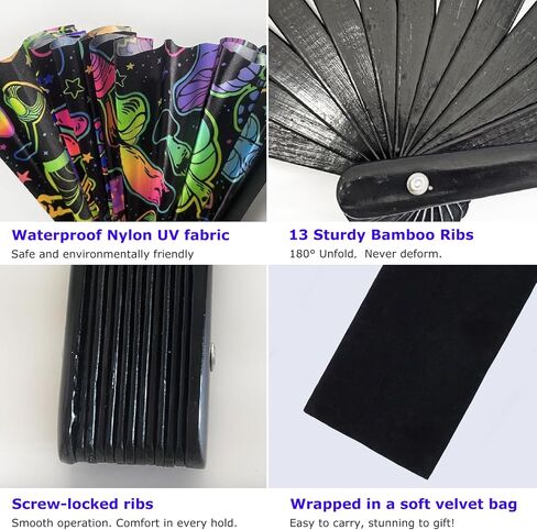 Holographic Laser Colors Folding Hand Rave Fan,Boots On The Ground Hand Fan for Women Foldable,Large Fans for Line Dancing , Music Festivals, Burlesque, Halloween, Disco Party and Home Decoration in Saudi Arabia