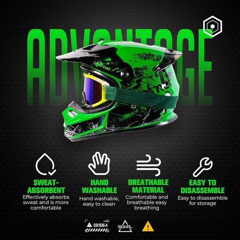 Kids Motorcycle Helmet DOT Certified Lightweight Full Face for Youth Ages 4-16 Off Road Dirt Bike ATV Motocross Quad Scooter BMX Snowmobile Boys Girls,(Black-H, Small) in Saudi Arabia