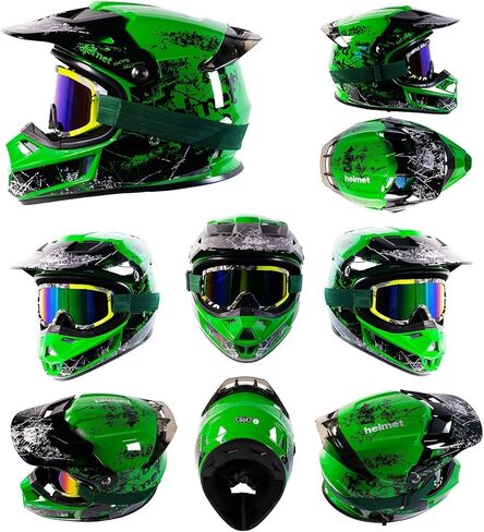Kids Motorcycle Helmet DOT Certified Lightweight Full Face for Youth Ages 4-16 Off Road Dirt Bike ATV Motocross Quad Scooter BMX Snowmobile Boys Girls,(Black-H, Small) in Saudi Arabia