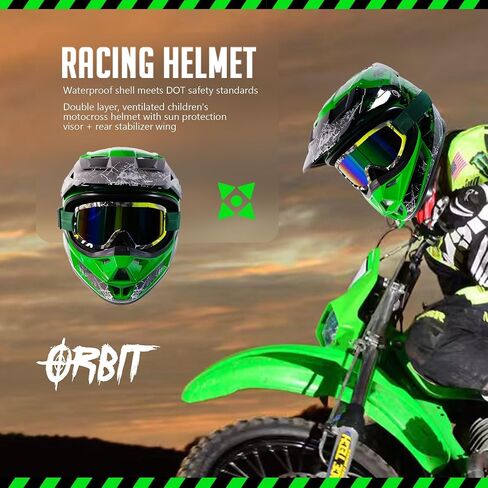 Kids Motorcycle Helmet DOT Certified Lightweight Full Face for Youth Ages 4-16 Off Road Dirt Bike ATV Motocross Quad Scooter BMX Snowmobile Boys Girls,(Black-H, Small) in Saudi Arabia