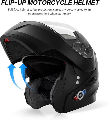 Motorcycle Helmet Bluetooth 5.0 Integrated New EPS FreedConn BM2-S Modular Flip Up Dual Visor Motorbike Helmet DOT FMVSS-218 Approved MP3 FM for Adults Men Women(X-Large, Glossy Black) in Kuwait