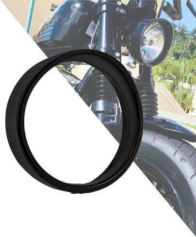 HDBUBALUS 5.75 Inch Visor Headlight Trim Ring 5 3/4" Head Lamp Decorative Ring Fit for Harley Sportster 883 1200 Forty Eight Dyna Softail Chrome 1 Pc in Saudi Arabia