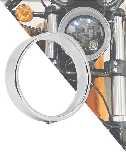 HDBUBALUS 5.75 Inch Visor Headlight Trim Ring 5 3/4" Head Lamp Decorative Ring Fit for Harley Sportster 883 1200 Forty Eight Dyna Softail Chrome 1 Pc in Saudi Arabia