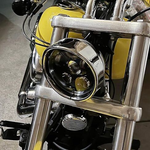 HDBUBALUS 5.75 Inch Visor Headlight Trim Ring 5 3/4" Head Lamp Decorative Ring Fit for Harley Sportster 883 1200 Forty Eight Dyna Softail Chrome 1 Pc in Saudi Arabia
