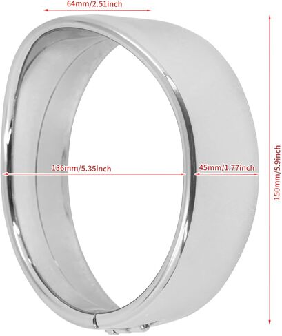 HDBUBALUS 5.75 Inch Visor Headlight Trim Ring 5 3/4" Head Lamp Decorative Ring Fit for Harley Sportster 883 1200 Forty Eight Dyna Softail Chrome 1 Pc in Saudi Arabia