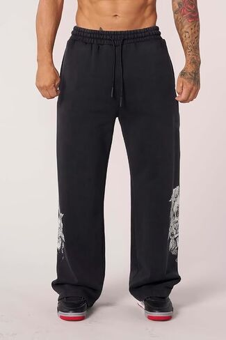 Men's Gothic Graphic Joggers Relaxed Fit Punk Streetwear Sweatpants with Pockets Hip Hop Lounge Track Pants in Saudi Arabia