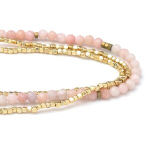 Scout Curated Wears - Women's Delicate Stone Wrap Bracelet & Necklace - Pink Opal/Gold - Stone of Renewal in Saudi Arabia