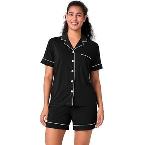 BAMBOO COOL Women's Pajama Sets Lounge Set Button Down Sleepwear with Shorts Sleeve Pj Set For Ladies in Saudi Arabia