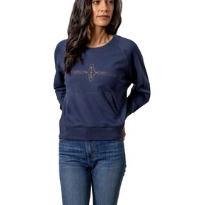 Kimes Ranch Women's Gracie Crewneck - التطريز الغربي ، جيب الحقيبة الأمامية ، مزيج من القطن الناعم in Kuwait