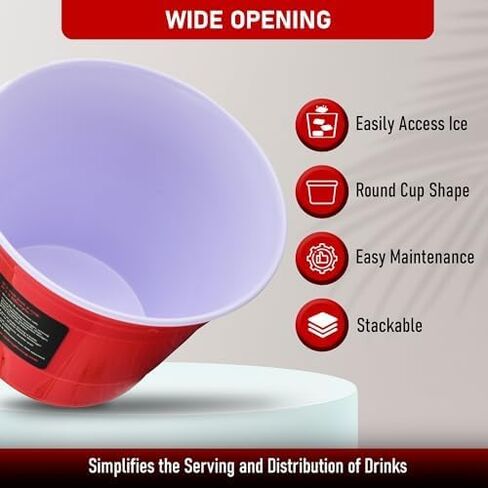 Reusable Red Party Bucket, Ice Bucket, Wine Cooler, Kitchen Set, Champagne Bucket, Wine Bucket, Beer Bucket, Snack Cup, Bottle Cooler, Ice Tub, BBQ Set, Large Ice Bucket | BPA Free | Strong & Sturdy in Saudi Arabia