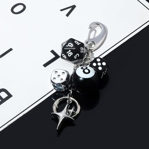 8 Ball Dice Bag Charm Keychain - Creative Purses Handbags Accessories - y2k Billiard Lover Gift for Women Men in Kuwait