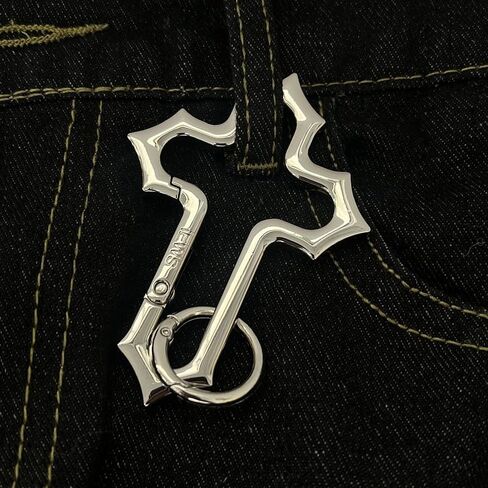 Cross Carabiner Clip Key Cains COOM COOL DANENT Y2K Silver Christian Keychain RING ENDORSOTILER BESTORIS in Kuwait