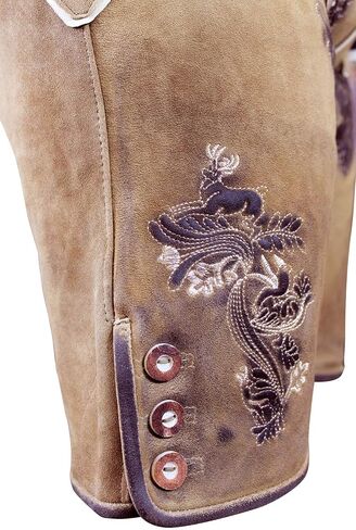 Bavarian Traditional Short Leather Trousers Toni Lederhosen with Belt in Kuwait