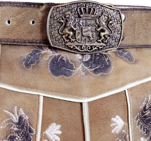 Bavarian Traditional Short Leather Trousers Toni Lederhosen with Belt in Kuwait