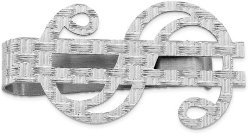 Solid 925 Sterling Silver Rhodium-Plated Dollar Sign Money Clip in Saudi Arabia