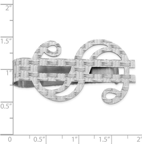 Solid 925 Sterling Silver Rhodium-Plated Dollar Sign Money Clip in Saudi Arabia