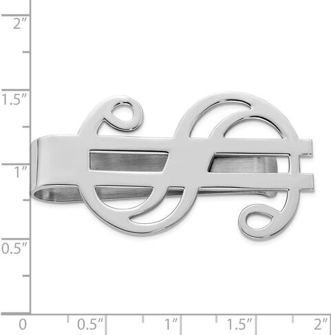 Solid 925 Sterling Silver Rhodium-Plated Dollar Sign Money Clip in Saudi Arabia