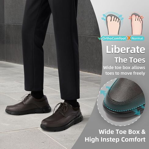 Mens Orthopedic Wide Business Leather Dress Shoes - Arch Support Plantar Fasciitis Casual Formal Wingtip Oxford - Comfortable Cap Toe Orthotics Patent Tuxedo Sneakers for Foot and Heel Pain Relief in Saudi Arabia