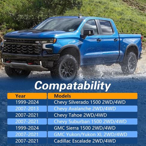 Upgrade Stainless Steel 2-4" Rear Shock Extensions Compatible with Chevy Silverado 1500 2WD/4WD 1999-2024, GMC Sierra 1500 2WD/4WD 1999-2024, Tahoe Suburban Yukon Escalade, Rear Lift Leveling Kits in Saudi Arabia