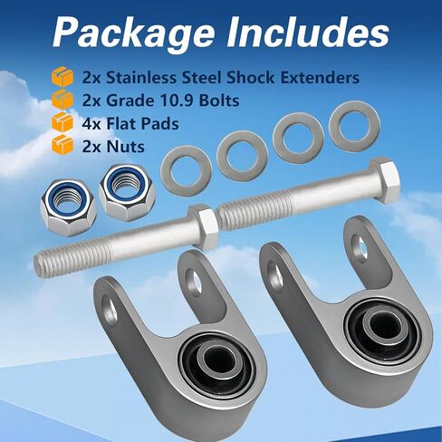 Upgrade Stainless Steel 2-4" Rear Shock Extensions Compatible with Chevy Silverado 1500 2WD/4WD 1999-2024, GMC Sierra 1500 2WD/4WD 1999-2024, Tahoe Suburban Yukon Escalade, Rear Lift Leveling Kits in Saudi Arabia