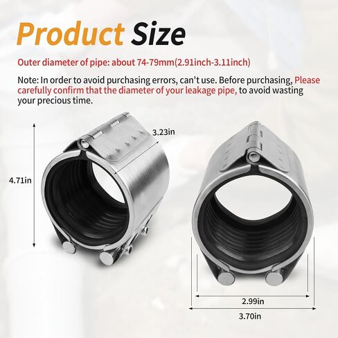 3/4 inch Pipe Repair Clamp, Emergency Pipe Repair Kit for Plastic and Metal Pipes,304 Stainless Steel Pipe Clamp(OD: 19mm-22mm) in Saudi Arabia