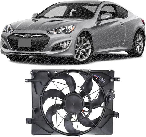 مجموعة جديدة من المروحة المبردة الأمامية أحادية المروحة الاستبدال المباشر متوافق مع Hyundai Genesis Coupe 2013-2016 3.8L Engine 253802M280 HY3115148 in Kuwait