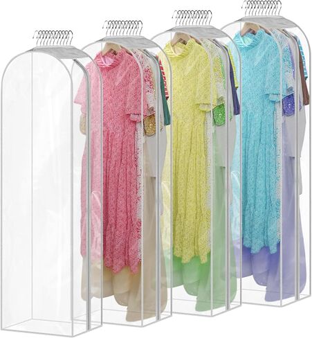 Dress Bags for Gowns, 65'' Long Garment Bags for Hanging Clothes, Dress Garment Bag, Dress Cover with Clear Window for Dresses, Coats 3 Pack in Kuwait