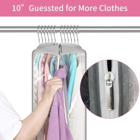 Dress Bags for Gowns, 65'' Long Garment Bags for Hanging Clothes, Dress Garment Bag, Dress Cover with Clear Window for Dresses, Coats 3 Pack in Kuwait