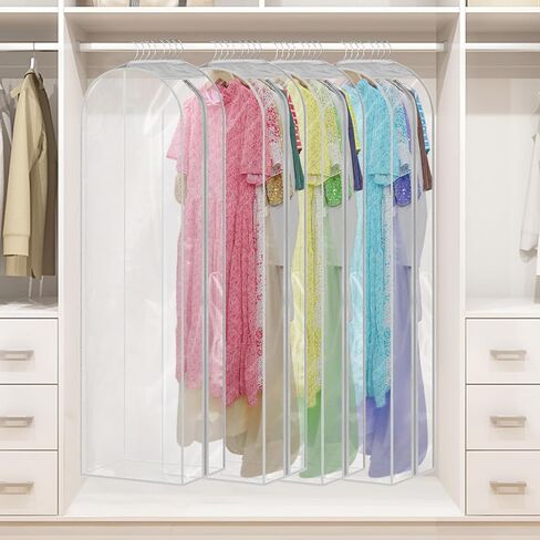 Dress Bags for Gowns, 65'' Long Garment Bags for Hanging Clothes, Dress Garment Bag, Dress Cover with Clear Window for Dresses, Coats 3 Pack in Kuwait