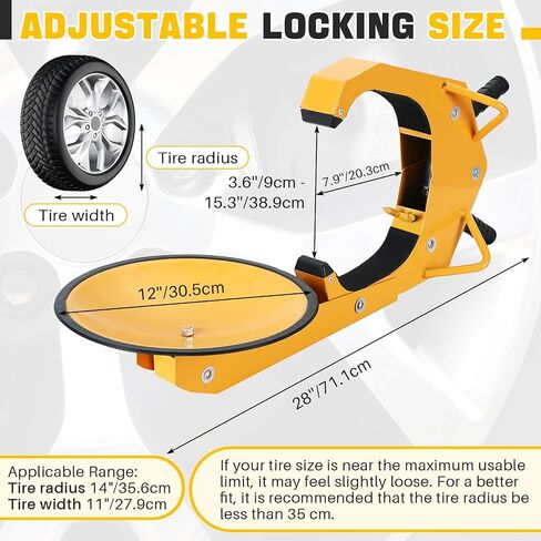 Dasbet Wheel Lock 2 حزمة إطار قفل التمهيد قابل للتعديل مضاد للسرقة قفل قفل العجلة الثقيلة للسيارات والشاحنات وسيارات الدفع الرباعي والمعسكر ومقطورات RV in Kuwait