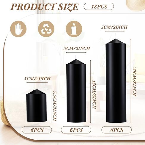 MTLEE 18 Pcs Set of 3 Pillar Candles Ivory Pillar Candle Bulk 2 in x 3, 6, 8 Long Burning Candles Clean Unscented Smokeless Pillar Candles for Wedding Emergency Lanterns Vigil Ceremony Party(White) in Saudi Arabia