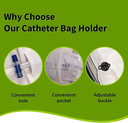 Catheter Leg Bag Holder,Polyester Fabric Catheter Sleeves Urine Leg Bag Holder,Urinary Drainage Bag Stay in Place,Foley Catheter Bag Holder Strap,Urinary Incontinence Supplies (Small) in Kuwait