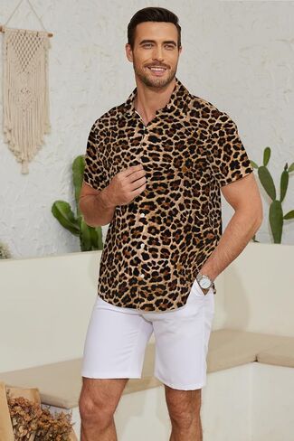 Men's Hawaiian Shirt Short Sleeve - Tropical Floral Button Down in Saudi Arabia