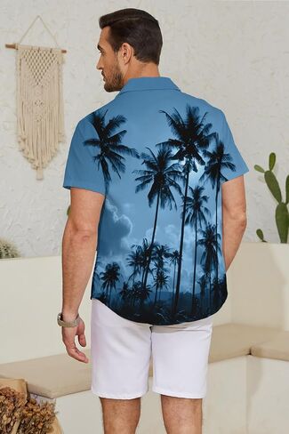 Men's Hawaiian Shirt Short Sleeve - Tropical Floral Button Down in Saudi Arabia