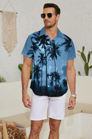 Men's Hawaiian Shirt Short Sleeve - Tropical Floral Button Down in Saudi Arabia