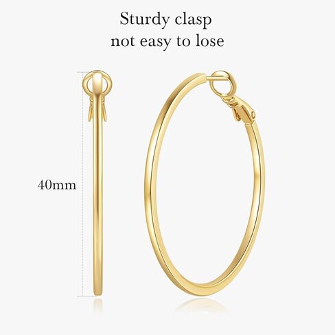 أقراط دائرية من الذهب عيار 14 قيراط للنساء أقراط دائرية كبيرة من الذهب أقراط دائرية بحافة مربعة من الذهب للنساء 14 قيراط أقراط من الذهب أقراط دائرية للنساء 40 مم in Kuwait