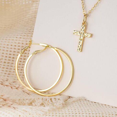 أقراط دائرية من الذهب عيار 14 قيراط للنساء أقراط دائرية كبيرة من الذهب أقراط دائرية بحافة مربعة من الذهب للنساء 14 قيراط أقراط من الذهب أقراط دائرية للنساء 40 مم in Kuwait