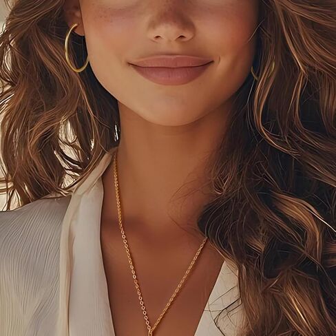 أقراط دائرية من الذهب عيار 14 قيراط للنساء أقراط دائرية كبيرة من الذهب أقراط دائرية بحافة مربعة من الذهب للنساء 14 قيراط أقراط من الذهب أقراط دائرية للنساء 40 مم in Kuwait