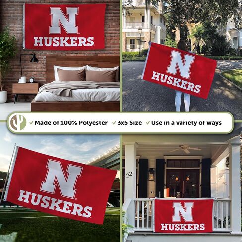 Desert Cactus University of Nebraska Flag Huskers GBR NU Huskers Flag Banners 100% Polyester Indoor Outdoor 3x5 feet Flags (Style Y) in Saudi Arabia