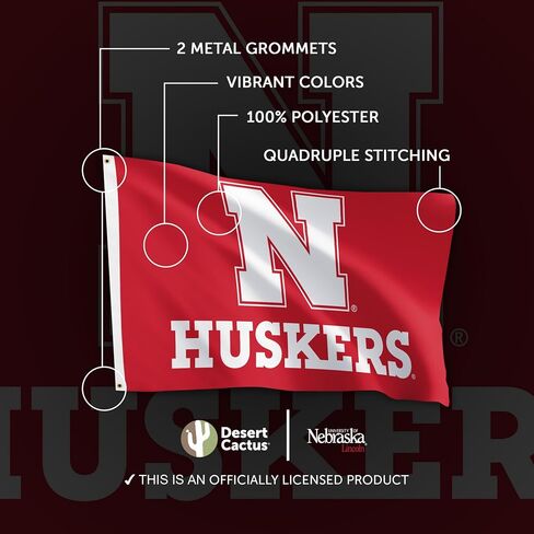 Desert Cactus University of Nebraska Flag Huskers GBR NU Huskers Flag Banners 100% Polyester Indoor Outdoor 3x5 feet Flags (Style Y) in Saudi Arabia