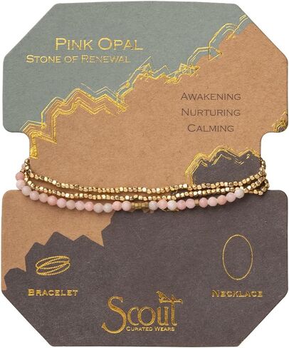 Scout Curated Wears - Women's Delicate Stone Wrap Bracelet & Necklace - Pink Opal/Gold - Stone of Renewal in Saudi Arabia