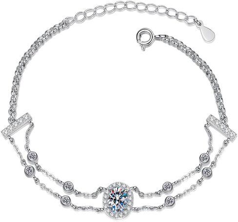 14K Gold Blue Diamond Dience Chain Bracelets ، 1CT Oval Cut VVS2 Diamond Women's Jewelry ، هدية عيد ميلاد مثالية لها in Saudi Arabia